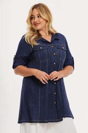 denim blouse dark blue denim