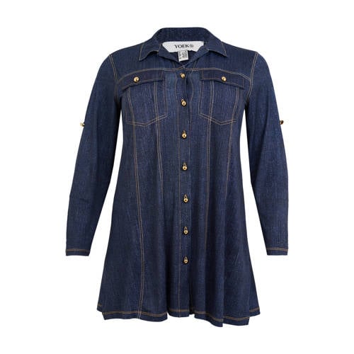YOEK denim blouse dark blue denim afbeelding