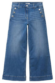 thumbnail: Cache Cache high waist cropped jeans medium blue denim