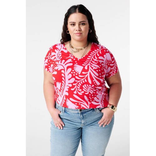 MS Mode gebloemde T-shirt rood afbeelding