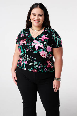 gebloemde T-shirt multi