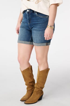 denim slim high waist short medium blue denim