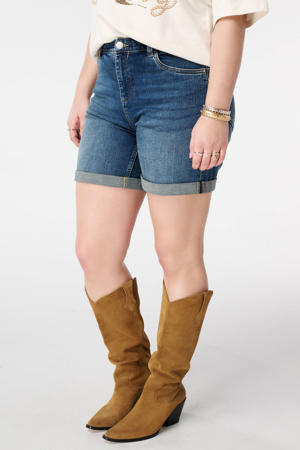 denim slim high waist short medium blue denim