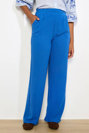 straight high waist casual broek blauw