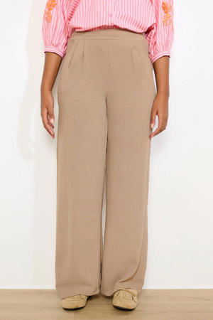 straight high waist casual broek beige