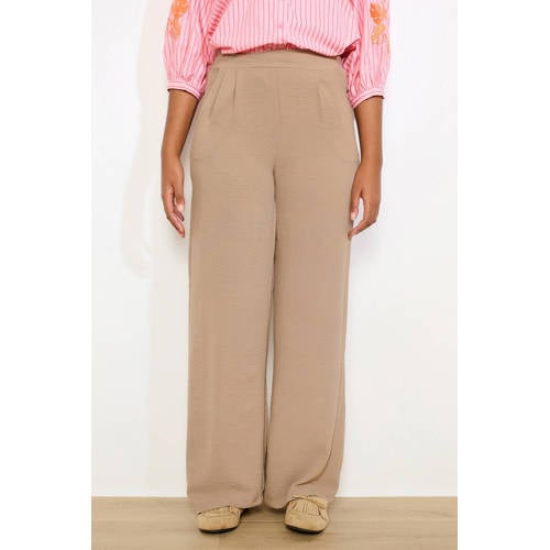 LOLALIZA straight high waist casual broek beige afbeelding