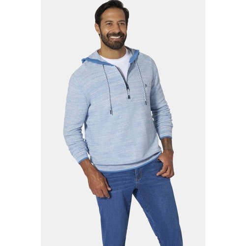 Jan Vanderstorm +FIT Collectie hoodie gebreid Plus Size TORGILS blauw afbeelding