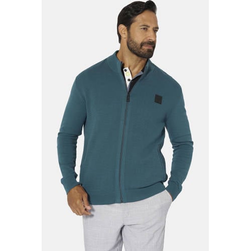 Jan Vanderstorm +FIT Collectie sweatvest Plus Size INGAR petrol afbeelding