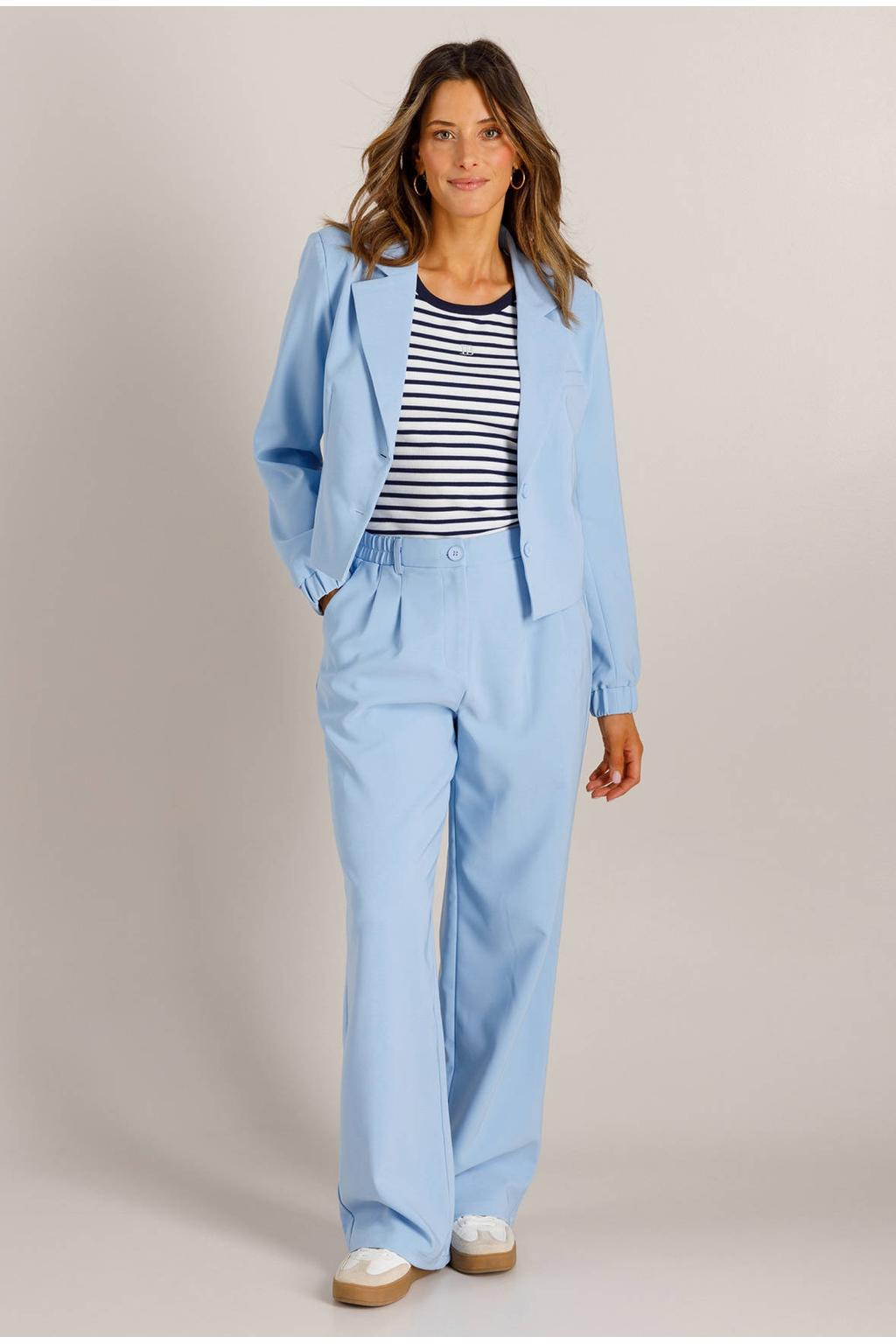 Ivy Beau straight high waist pantalon lichtblauw