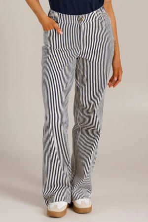 straight regular waist gestreepte casual broek ecru