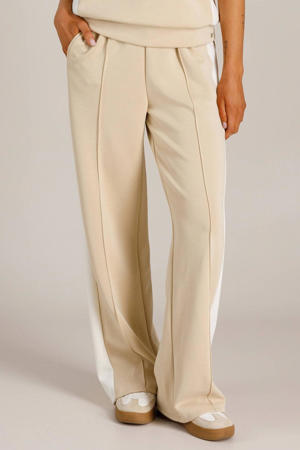 relaxed high waist gestreepte broek beige