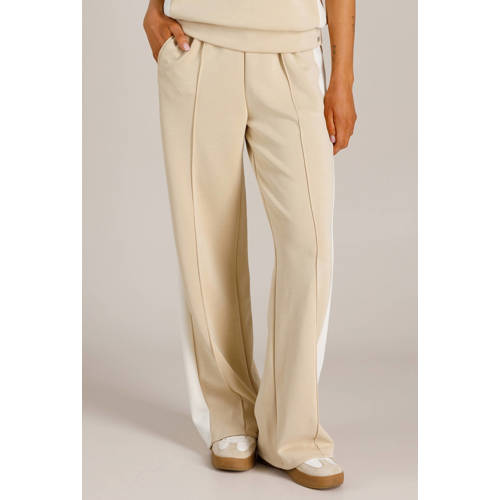 Ivy Beau relaxed high waist gestreepte capri beige afbeelding