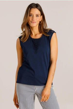 mouwloze top donkerblauw