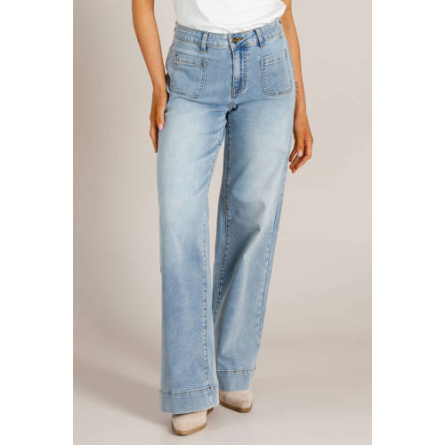 Ivy Beau Verie high waist wide leg jeans medium blue denim afbeelding