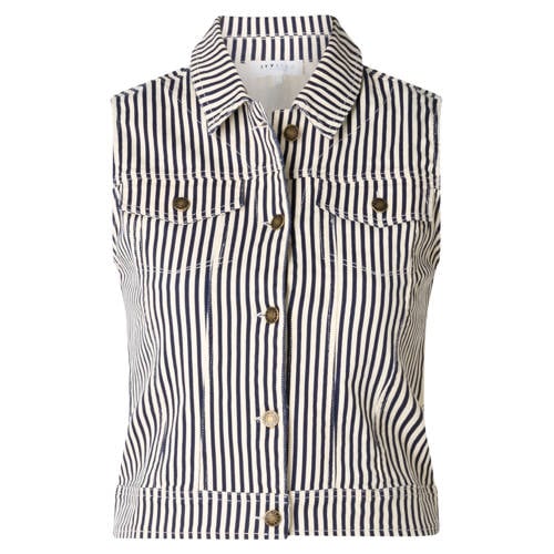 Ivy Beau gestreepte gilet donkerblauw afbeelding