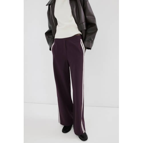 Mango regular waist casual broek donkerrood afbeelding