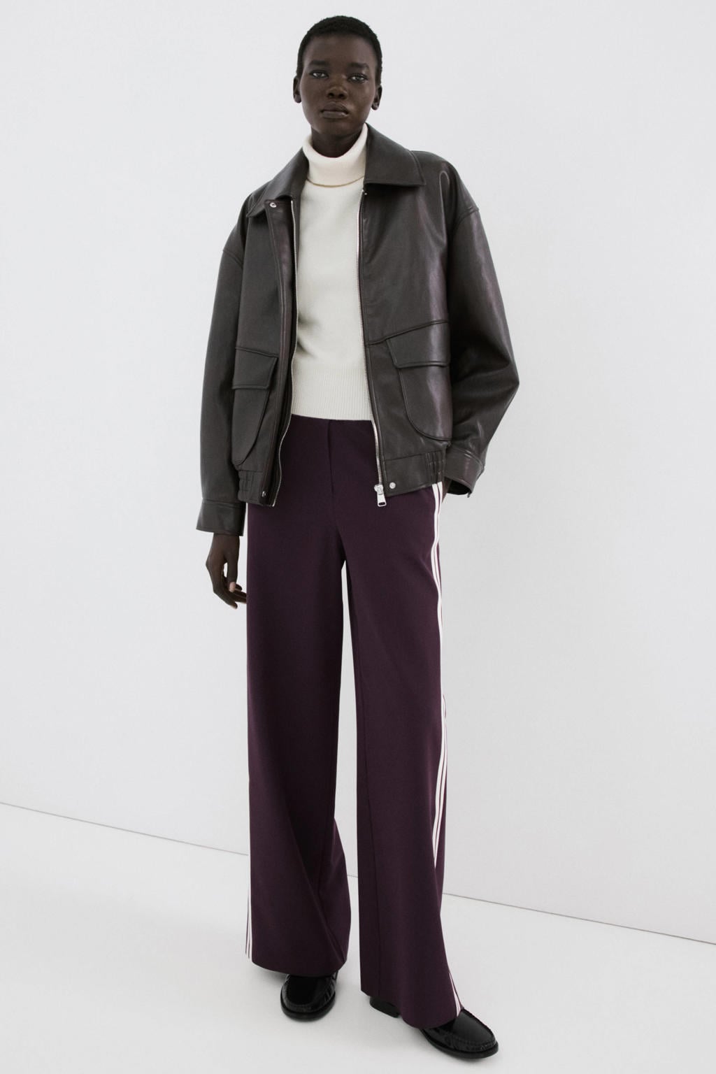 Donkerrode dames Mango regular waist casual broek van polyester met elastische tailleband met koord en effen