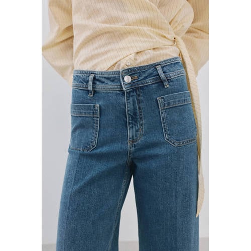 Mango high waist regular fit jeans medium blue denim afbeelding