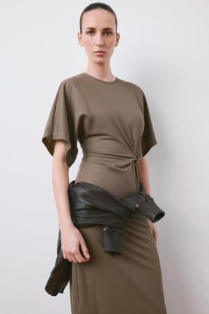 midi jurk bruin