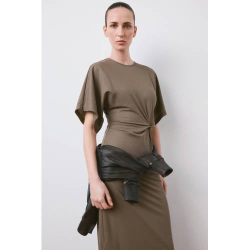 Mango midi jurk bruin afbeelding