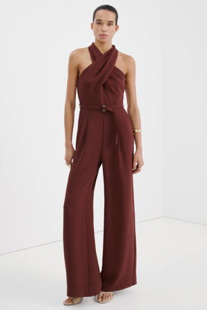 Aansluitend jumpsuit roodbruin