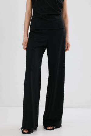 straight high waist casual broek zwart
