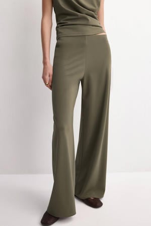 straight high waist casual broek kaki