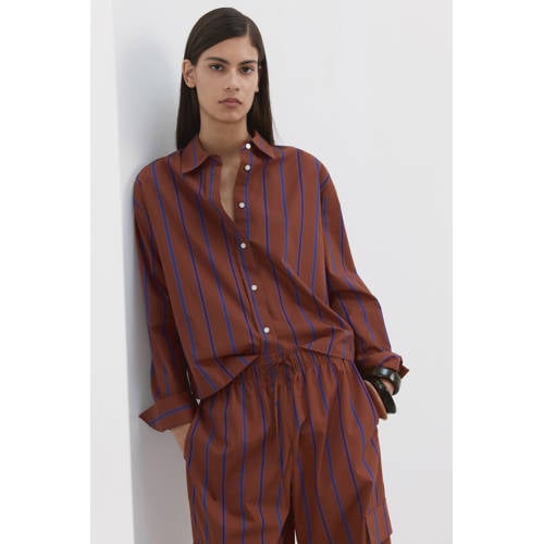 Mango gestreepte blouse roodbruin afbeelding