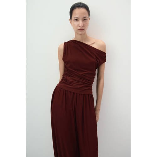 Mango barrel regular waist casual broek roodbruin afbeelding