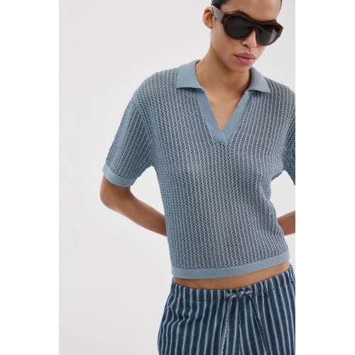 Mango top blauw gebreid afbeelding