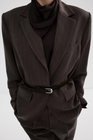 regular blazer met krijtstreep donkerbruin