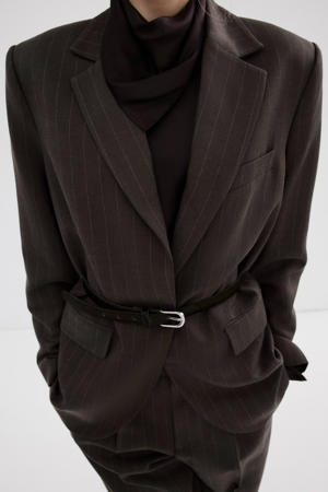 regular blazer met krijtstreep donkerbruin