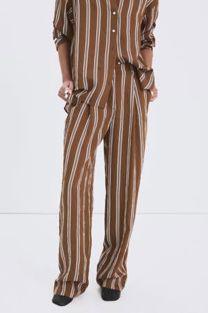 straight regular waist gestreepte pantalon bruin
