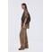 Mango straight regular waist gestreepte pantalon bruin