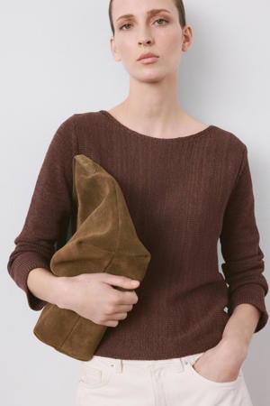 pullover donkerbruin gebreid