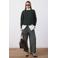 Mango wide leg regular waist pantalon grijs
