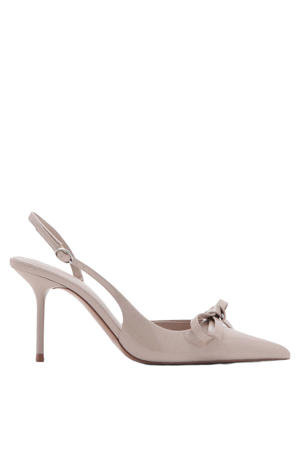 lak slingback pumps met strik beigeroze