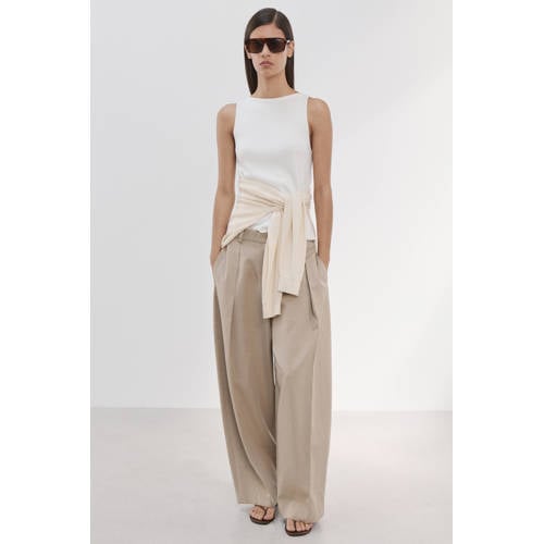 Mango top ecru rib gebreid afbeelding