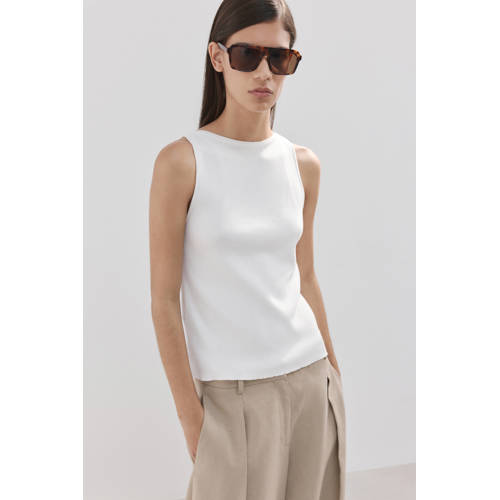 Mango top ecru rib gebreid afbeelding