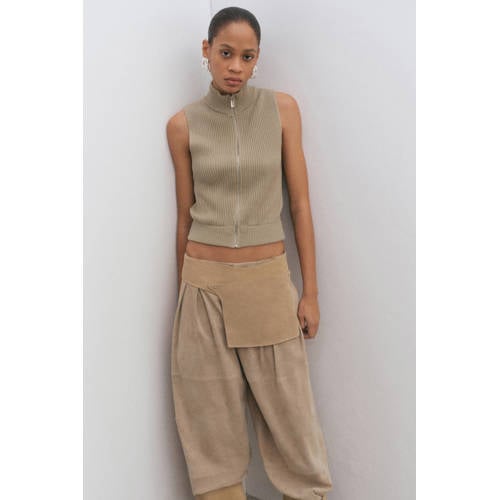 Mango vest groen rib gebreid afbeelding