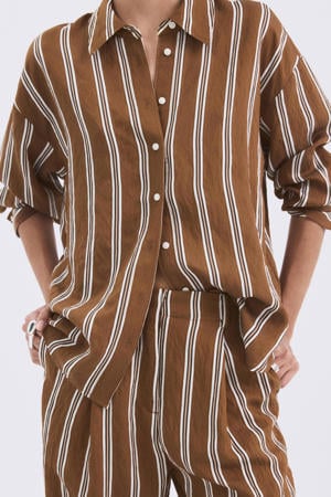 gestreepte blouse bruin