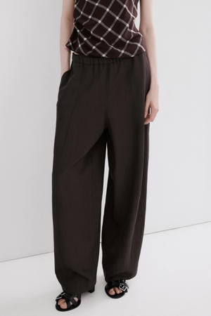wide leg regular waist casual broek bruin