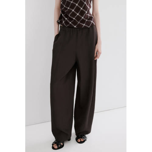 Mango wide leg regular waist casual broek bruin afbeelding