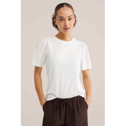 WE Fashion T-shirt wit broderie afbeelding