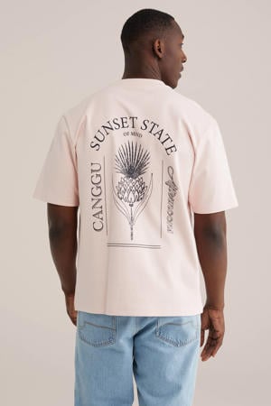 relaxed T-shirt met backprint lichtroze