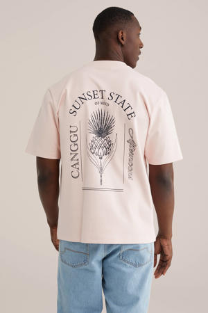 relaxed T-shirt met backprint lichtroze