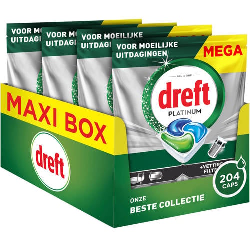 Dreft Platinum Bries Vaatwastabletten - 4 x 51 stuks afbeelding