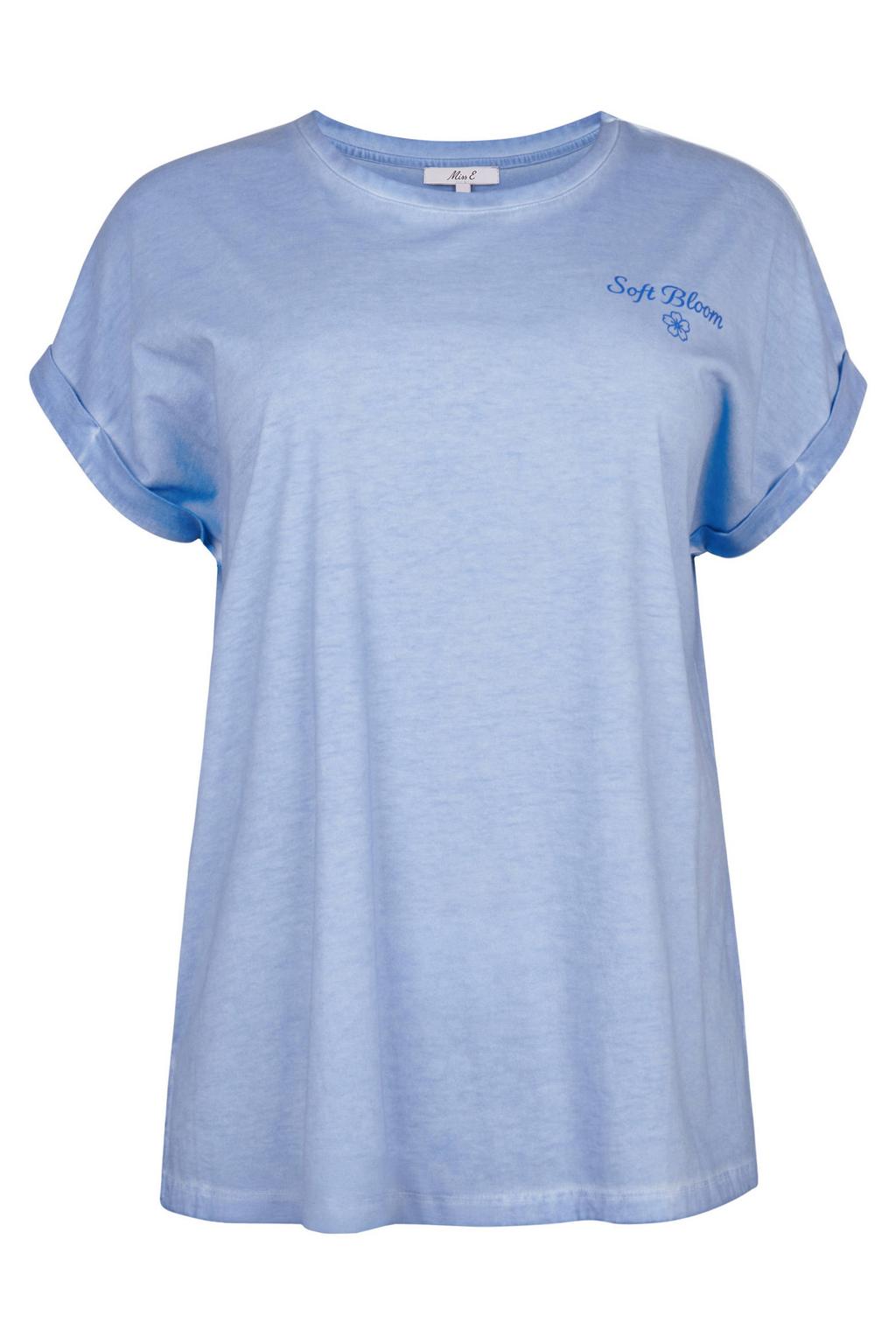 Blauwe dames Miss Etam T-shirt van polyester met effen, korte mouwen en ronde hals