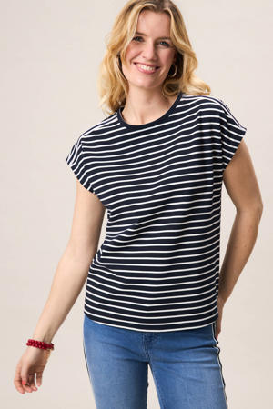 gestreepte T-shirt donkerblauw