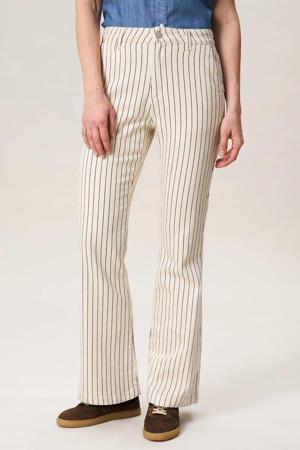 gestreepte flared jeans crème